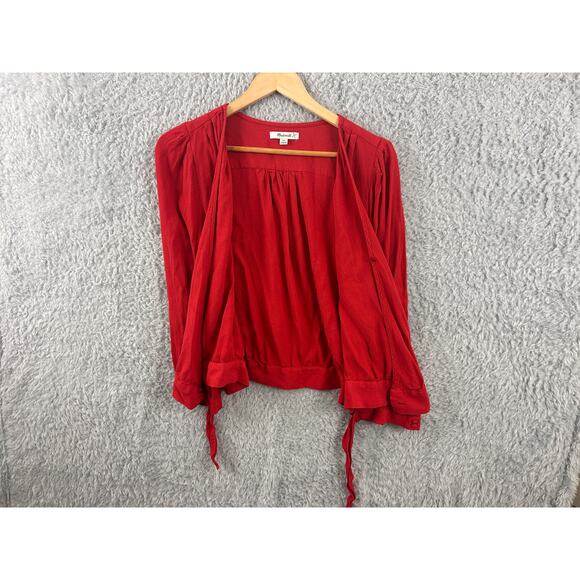 Madewell Women’s Drapey Open-Front Blouse – Red – Size XXL - Picture 2 of 8